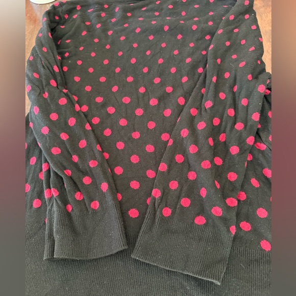 White House Black Market sweater. Black with red polka dots. Size Medium. - Picture 3 of 5